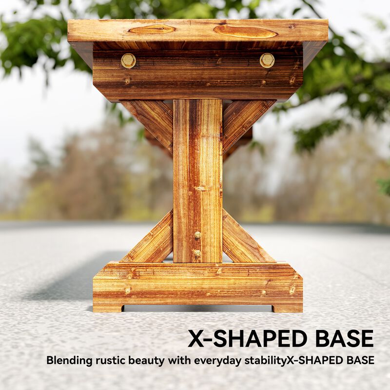 Hivvago Backless Wooden Patio Bench with X Base image number 6