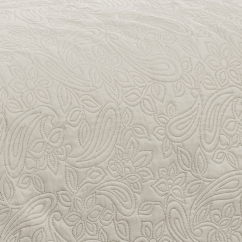 RT Designers Collection Milla 3pc Pinsonic Premium Quality All Season Quilt Set for Revitalize Bedroom Queen Beige