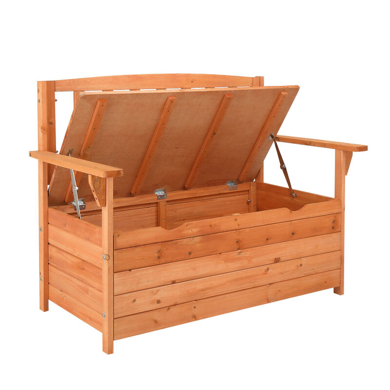 Multi-Functional Cedar Storage Bench, Yard Box with Comfortable Backrest and Armrest for Outdoor Use image number 8