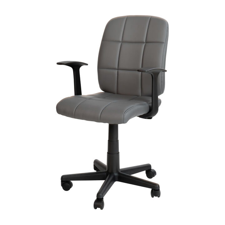 Clayton Mid-Back Quilted Vinyl Swivel Task Office Chair with Arms