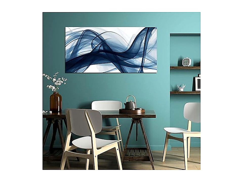 Blue White Abstract Wall Decor Bedroom Modern Art Living Room Office 24 X 48