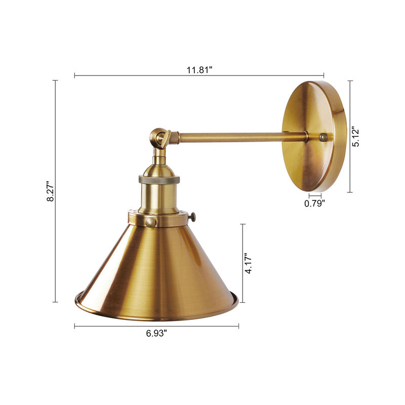11.8" 1-Light Modern Gold Hardwire LED Wall Sconces with Adjustable Lamp Head