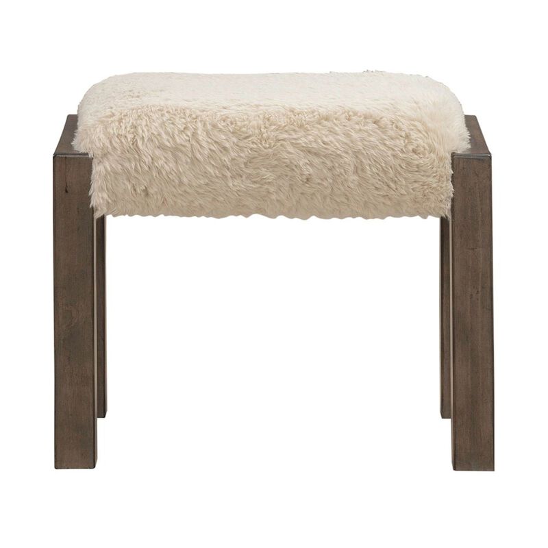 Liberty Furniture Broadmore Upholstered Console Stool - Faux Sheepskin - Cobblestone Brown image number 2