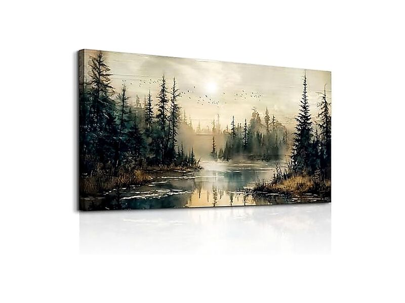 Canvas Wall Art Living Room Large Decor Bedroom Modern Office Forest River image number 0