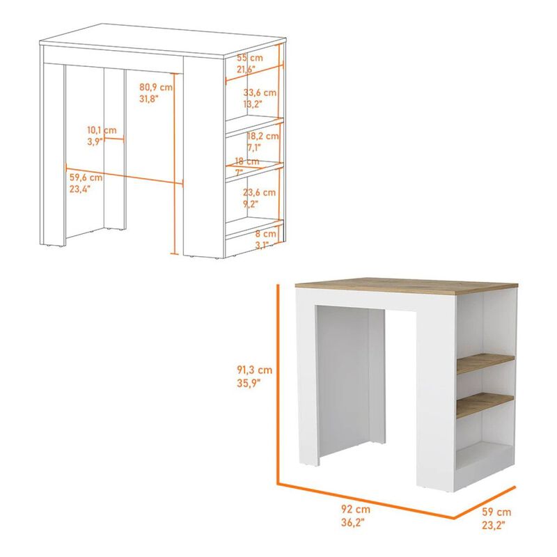 Streamdale Highlands Kitchen Island With Storage Base In White And Macadamia image number 8