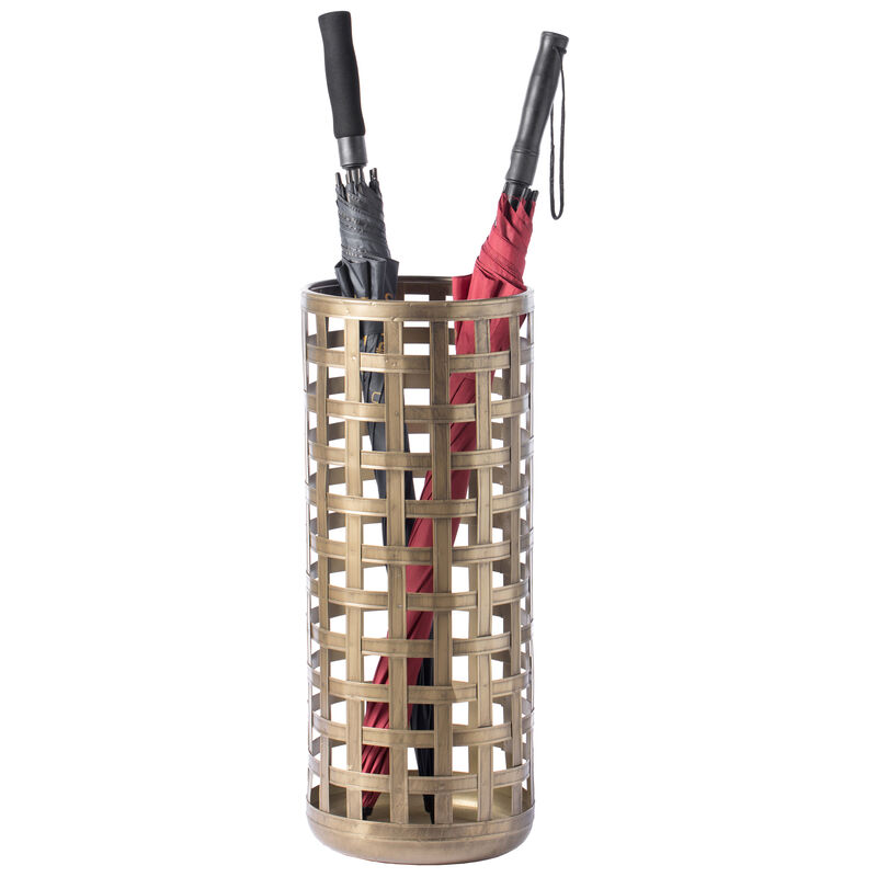 Round Metal Woven Umbrella Storage Stand