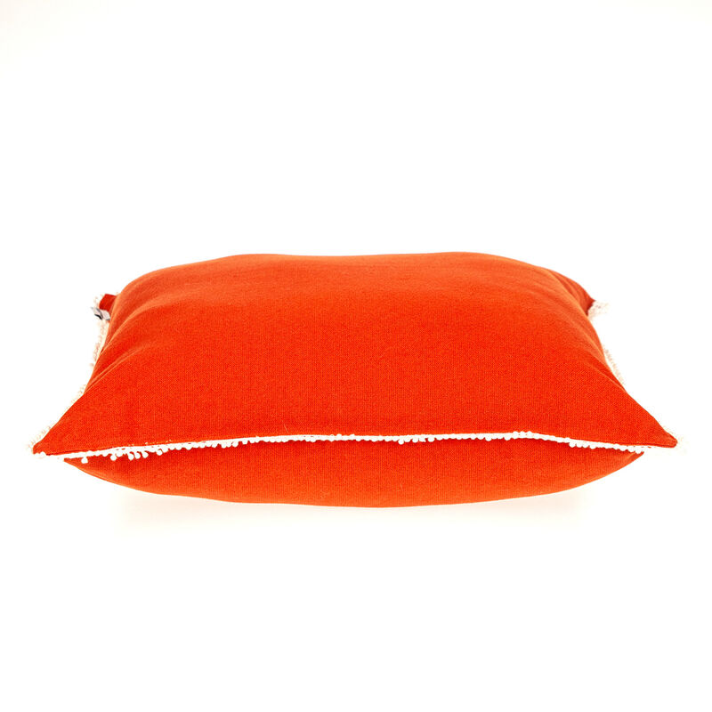 HomeRoots 16" Orange Cotton Throw Pillow With Fringe image number 2