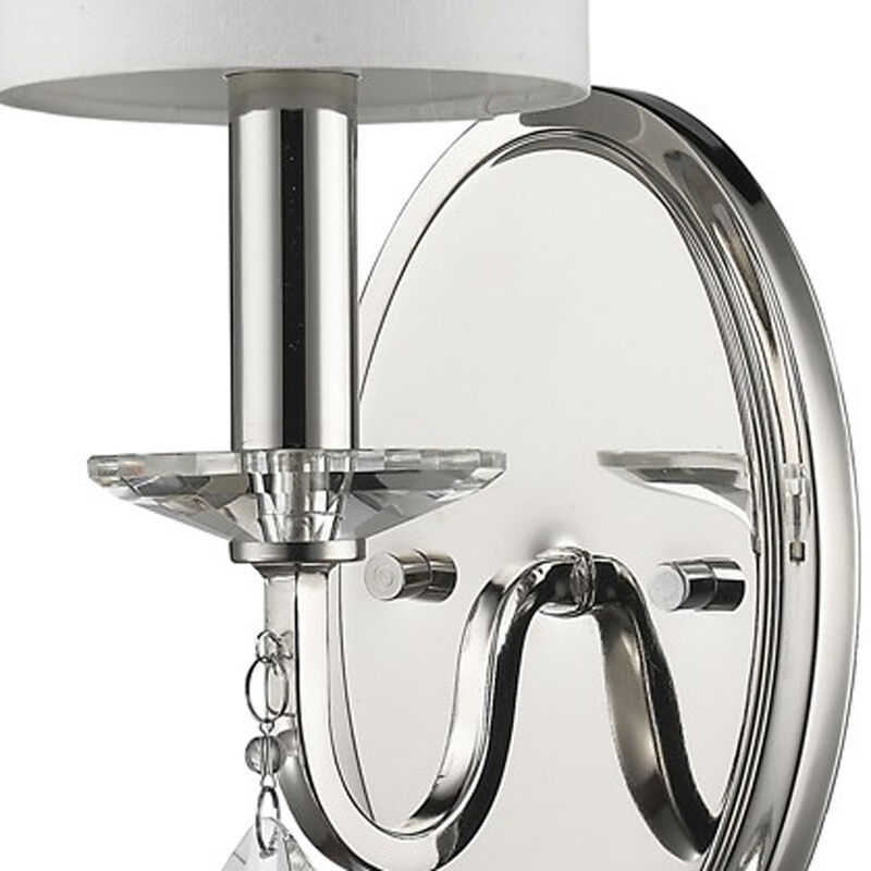 Hivvago Silver Three Light Wall Sconce with White Fabric Shade