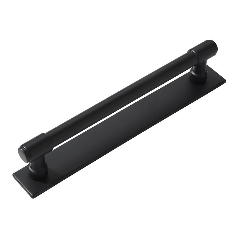 khtumeware 5 Pack 8 Inch(203 mm) Center to Center Black Cabinet Pull Backplate with Base Plate Zinc Solid Matte Black Kitchen Ca