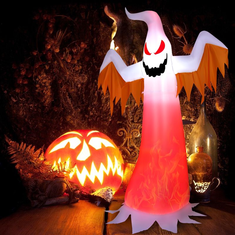 8 Feet Halloween Inflatable Ghost with Rotatable Flame LED Lights image number 1
