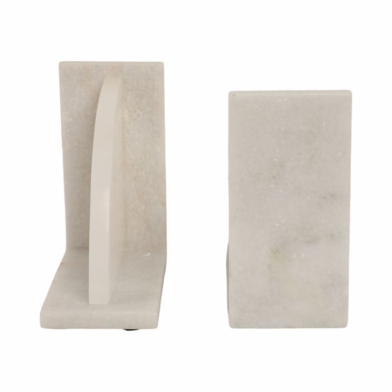 S/2 6" Alabaster Arc Bookends, White image number 4