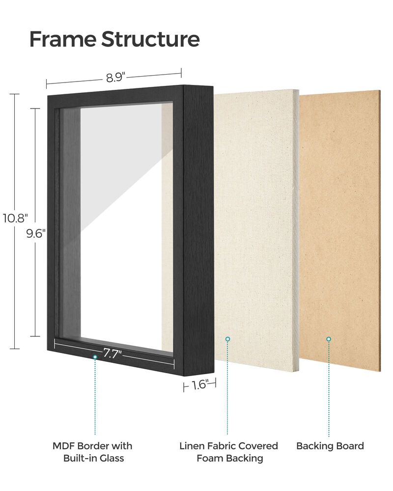 Shadow Box Frame, 8x10 Black Box Frame Display Case
