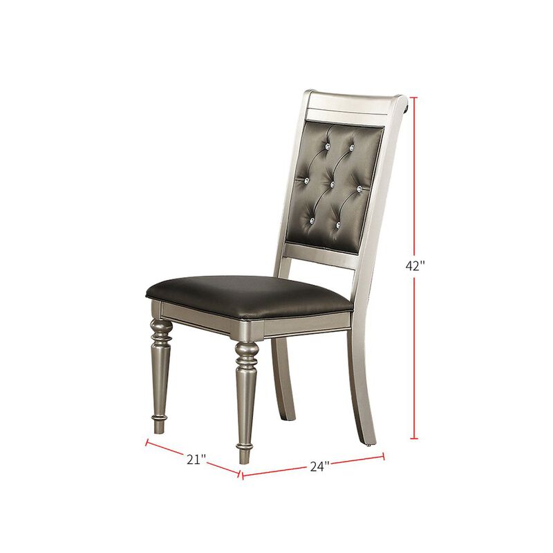 Simple Relax Dining Chairs With Tufted Back, Silver(Set Of 2) image number 1