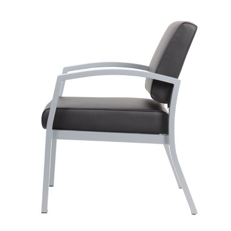Reception Chair, Brushed Nickel Aluminum, Black Antimicrobial Vinyl image number 6