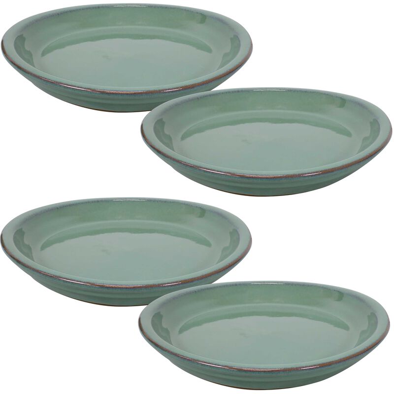Sunnydaze Glazed Ceramic Flower Pot/Plant Saucer - Set of 4
