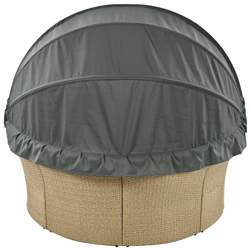 Merax Outdoor Patio Daybed Wicker Rattan Sofa with Canopy