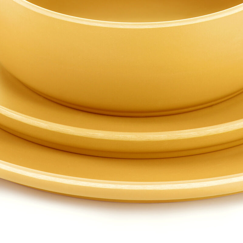 Gibson Home Canyon Crest 12 Piece Round Melamine Dinnerware Set in Yellow