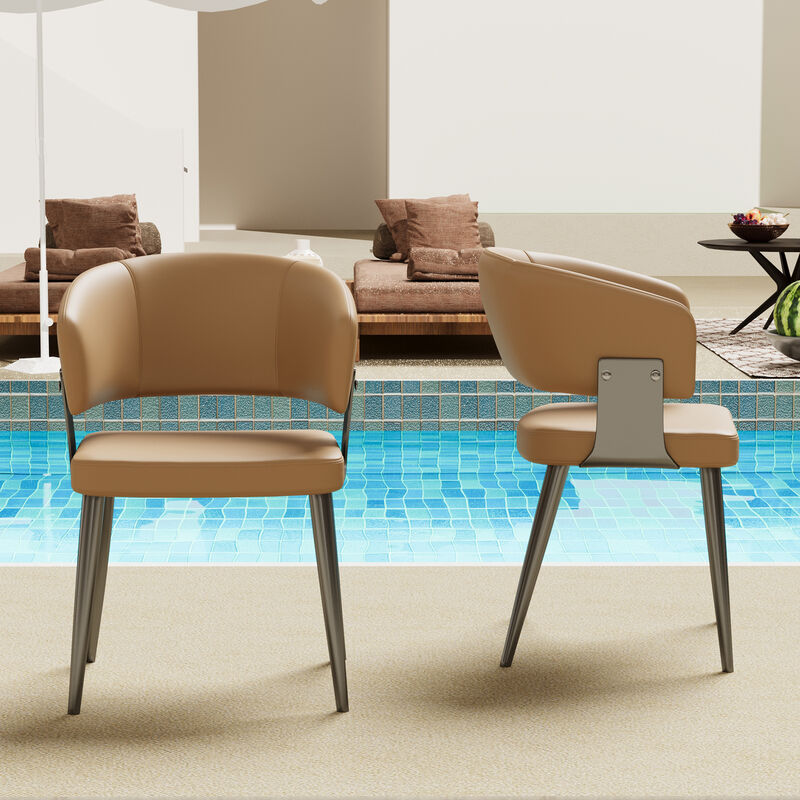 Leather Dining Chair with Metal Legs 2-piece 20.27"