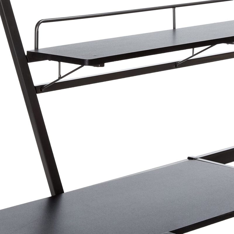 Senon Loft Bed & Desk in Silver & Black