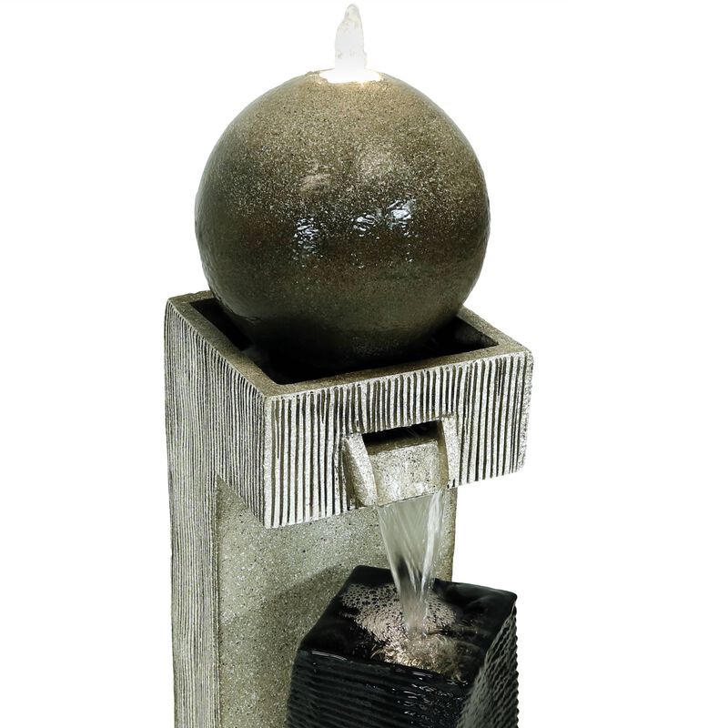 Sunnydaze Modern Artistry Outdoor Water Fountain with LED Lights - 35 in