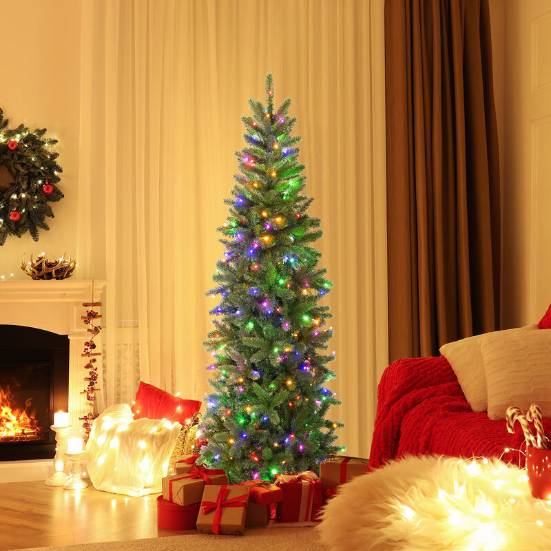 Pencil Christmas Tree with 180 Warm White and Multi-color LED Lights image number 2