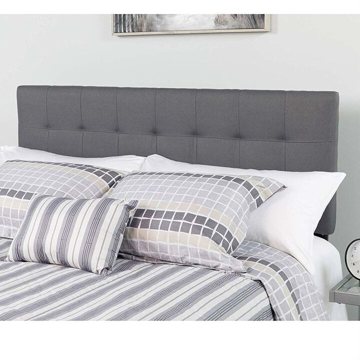 QuikFurn Full size Dark Grey Fabric Linen Upholstered Panel Headboard