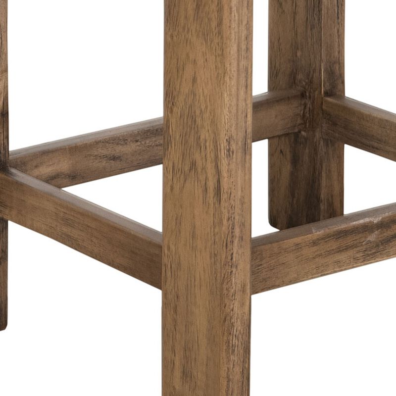 Eray Counter Stool, Almond Barrel Brown, Rustic Dark Faux Leather