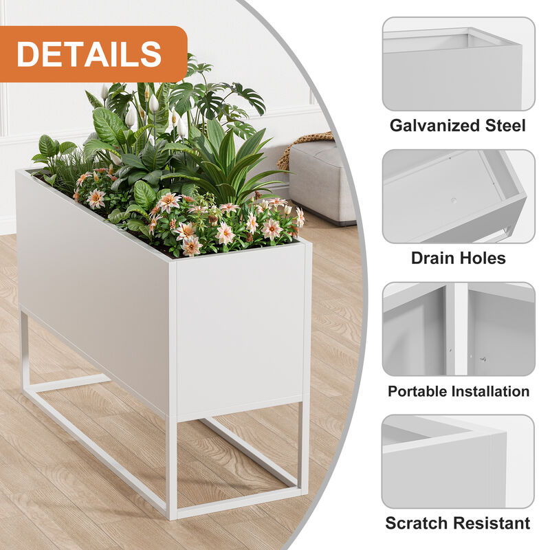 Metal Rectangular Planter with Shelves and Drainage Holes