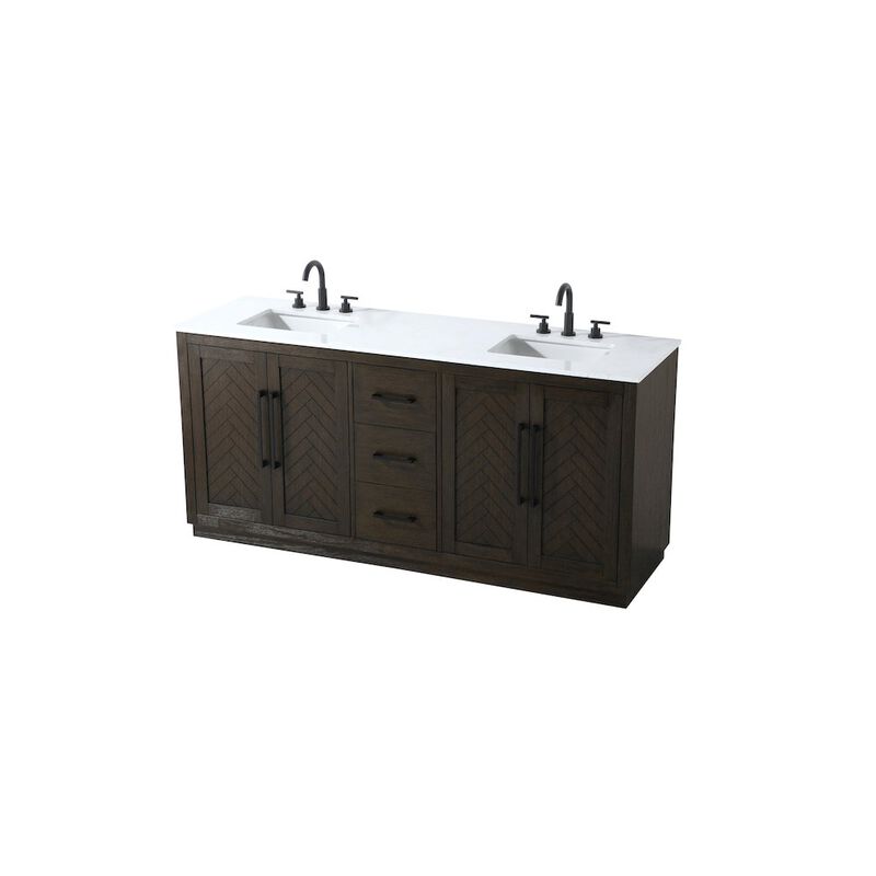Elegant Kitchen and Bath 72 inch Double Bathroom Vanity in Chocolate Oak