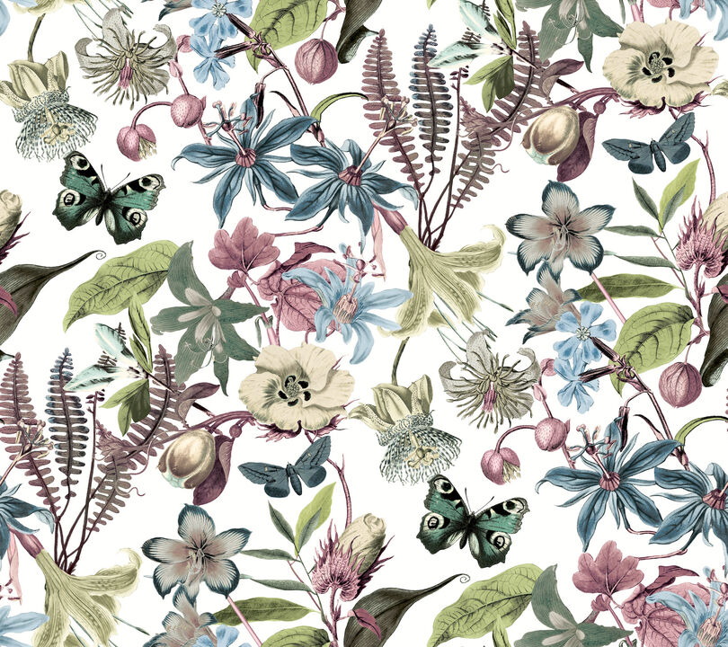 Butterfly House White & Fuchsia Wallpaper (Set of 2)