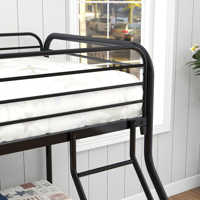 Heavy-Duty  Metal Bunk Bed with Sturdy Guardrails & Easy Assembly