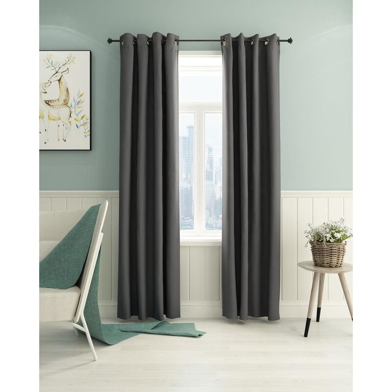 Furinno Collins Blackout Curtain 52x95 in. 2 Panels, Dark Grey