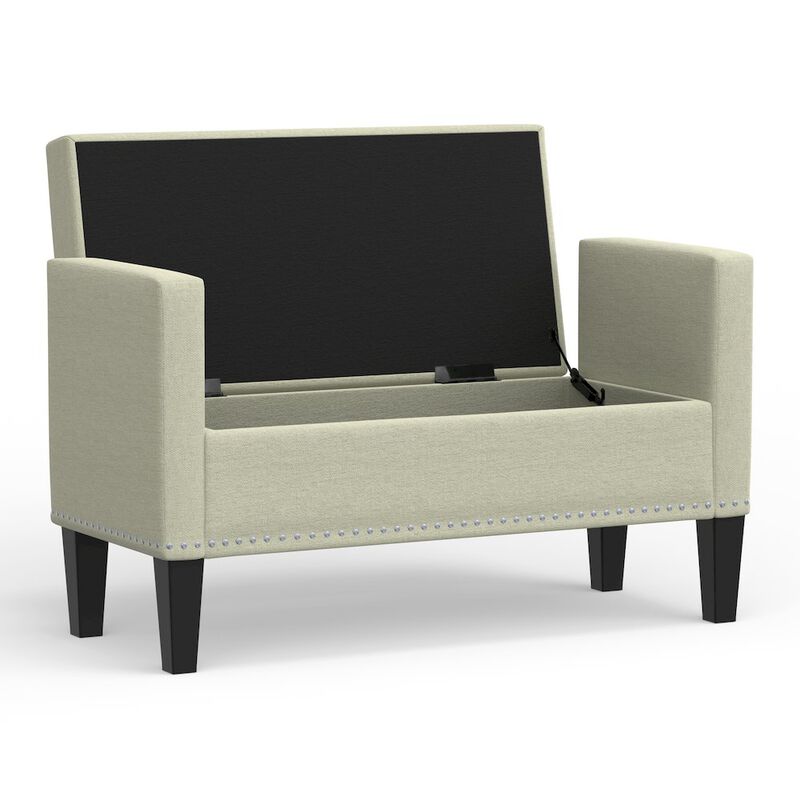 Rize Home 41.5 Storage Bench with Nailhead - Beige image number 2
