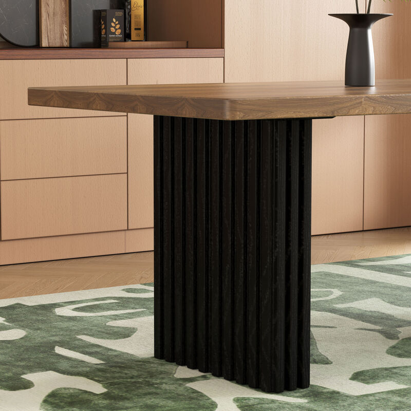 Wooden Dining Table with Brown & Black Wooden Legs 70.8" Brown