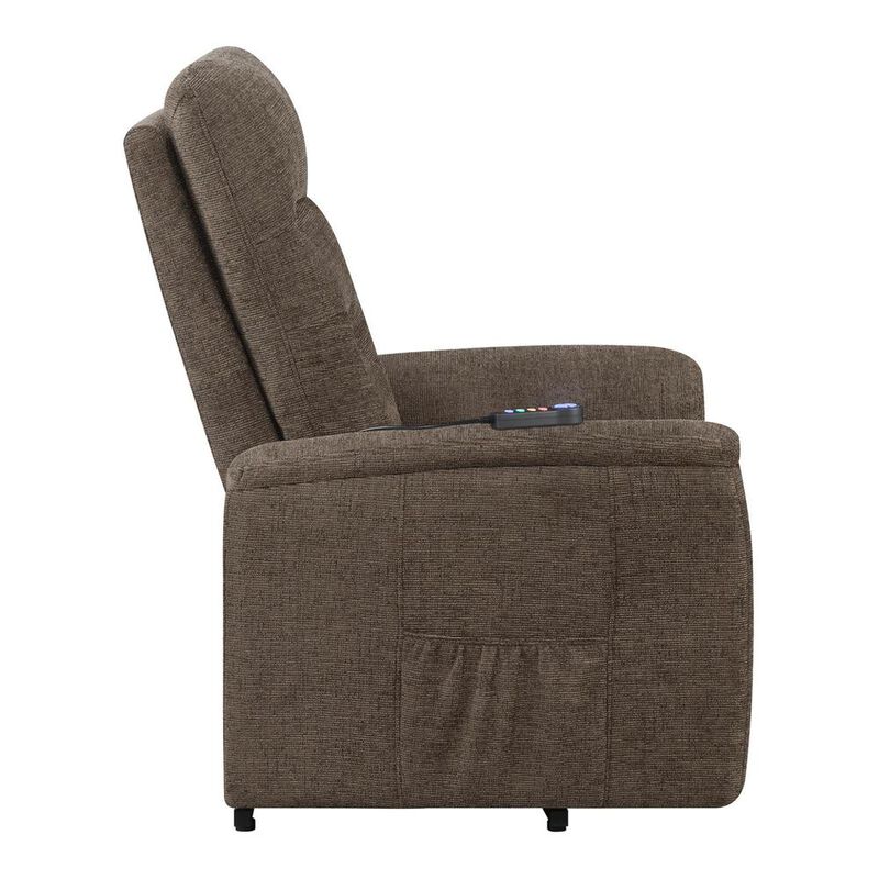 Coaster Co. of America Henrietta Power Lift Recliner with Storage Pocket Brown