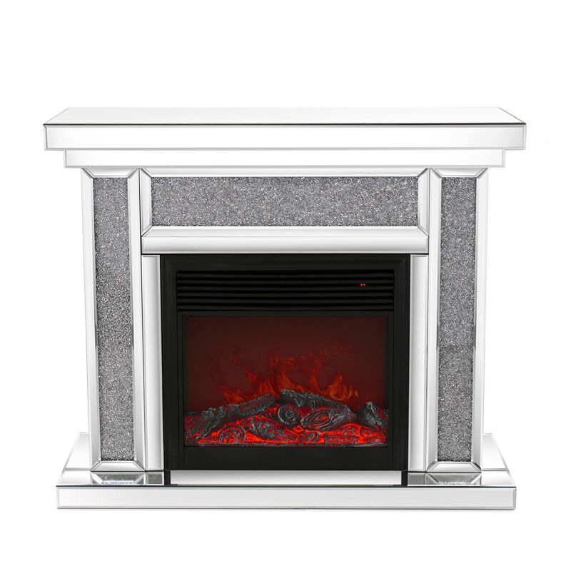 Streamdale Acrylic Diamond Mirror Mantelpiece with Electric Heater
