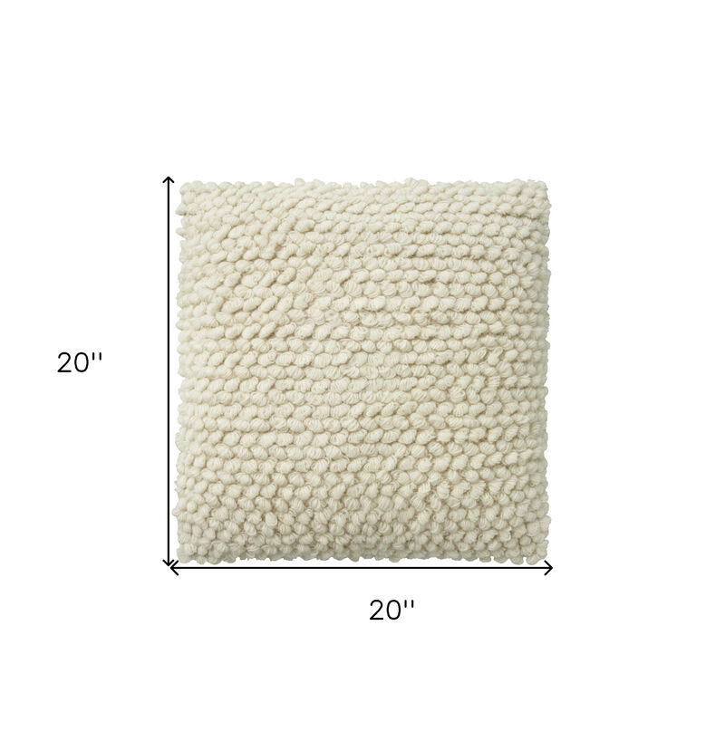 HomeRoots 20" Ivory Wool Blend Throw Pillow With Texture image number 2