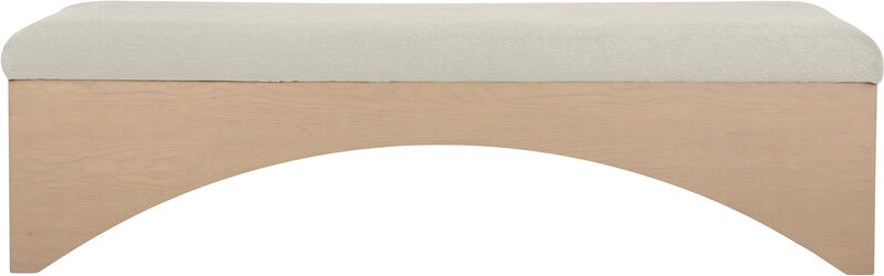 Meridian Furniture Lawson Cream Velour Fur Fabric Bench