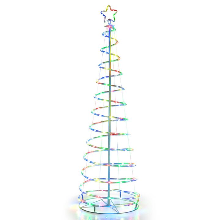 Hivvago 6 Feet Light Up Spiral Christmas Tree with Tree Top Star-White