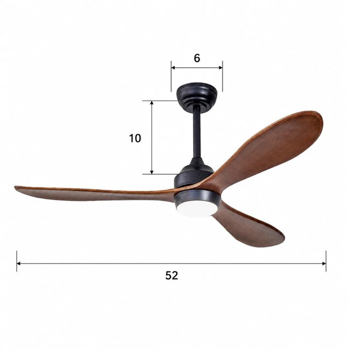 ELEMENT ACE 52 Inch Quiet Reversible DC Motor Ceiling Fan with Lights and Remote Control, 6 Speed Levels for Patio, Living Room, Bedroom, Hallway and Farmhouse Use