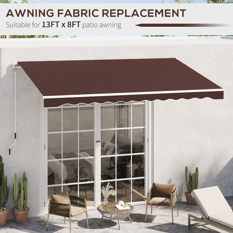 13'x8' Outdoor Retractable Patio Awning Fabric Replacement UV Protection Coffee