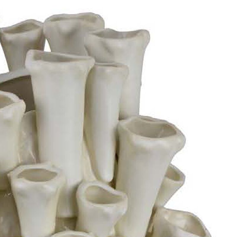 Cior Decorative Vase, Coral Shape Design, 18 Inch White Ceramic Body