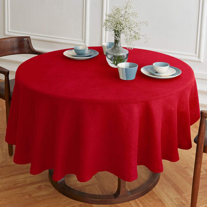 Solino Home Sonoma 100% Linen Round Tablecloth &ndash; Handcrafted, Machine Washable, Perfect for Holiday and Everyday Dining