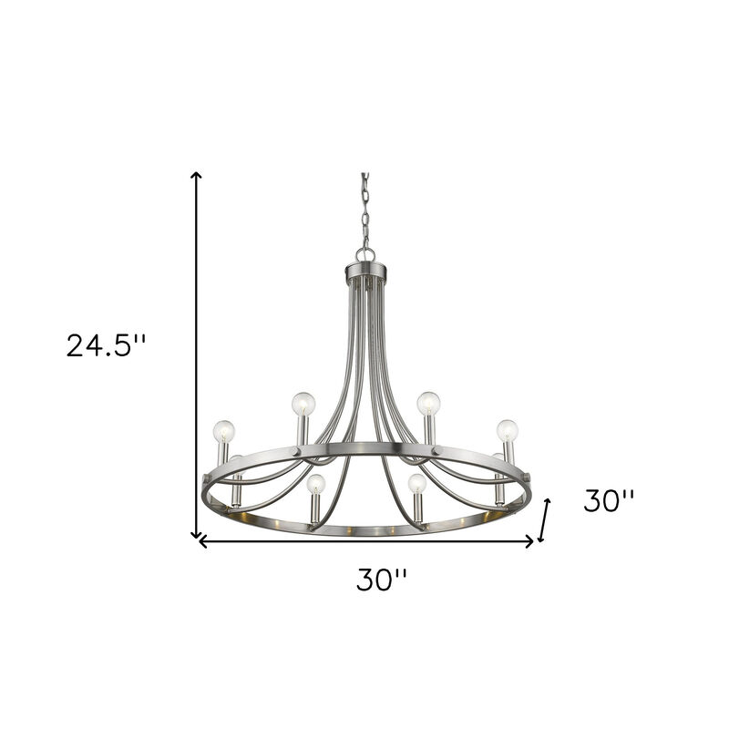 Hivvago Silver Candle Style Eight Light Metal Dimmable Chandelier