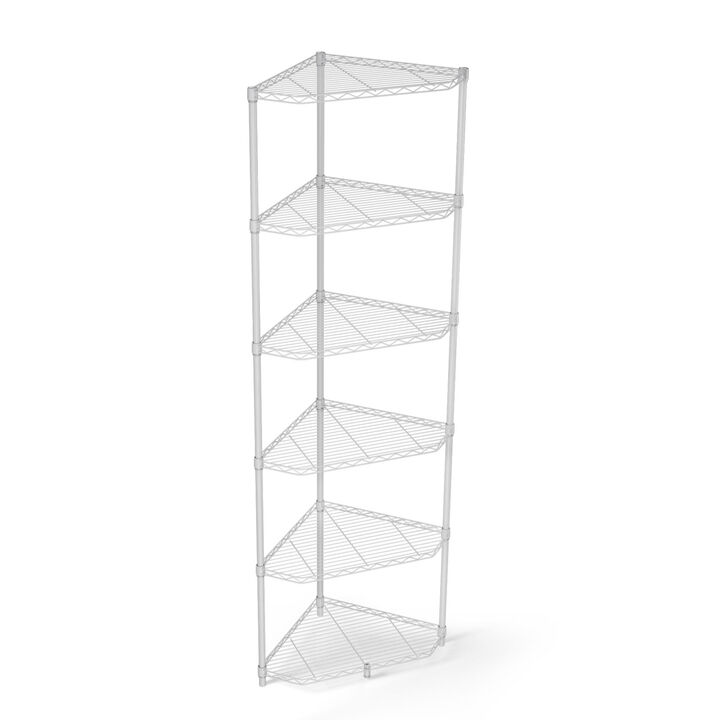 ELEMENT ACE 6 Tier Adjustable Pentagonal Heavy Duty Wire Corner Shelf Rack Freestanding Storage for Bathroom Kitchen Home Office