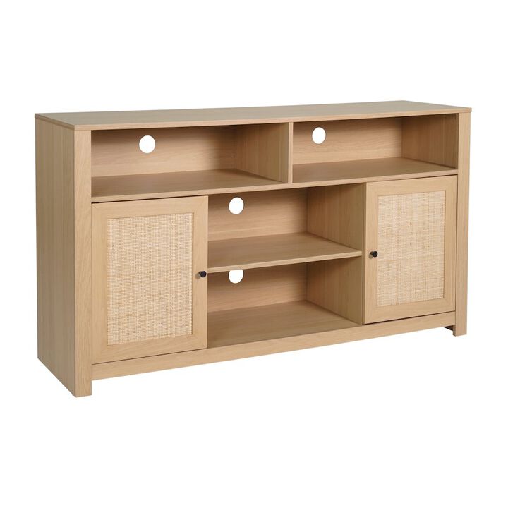 Flash Furniture Modern 58 Inch Buffet Sideboard, TV Stand for up to 65" TV's, Natural/Rattan