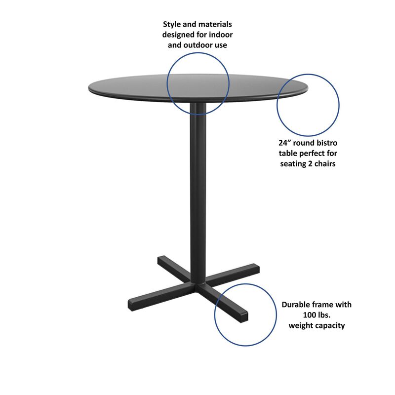 24" Round Indoor/Outdoor Steel Bistro Table