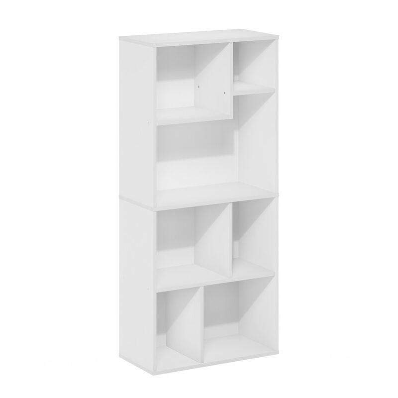 Daly 7-Cube Irregular Cubes Bookcase, Bookshelf, Storage Organizer, White