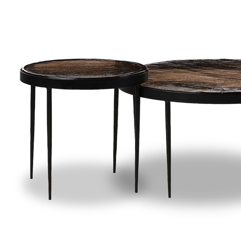 Yoko Smoked Brown Cast Glass Nesting Tables
