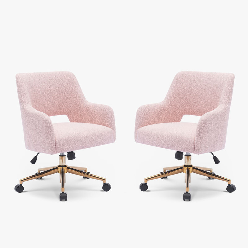 WestinTrends Mid-Century Modern Swivel Office Vanity Chair with Wheels image number 1